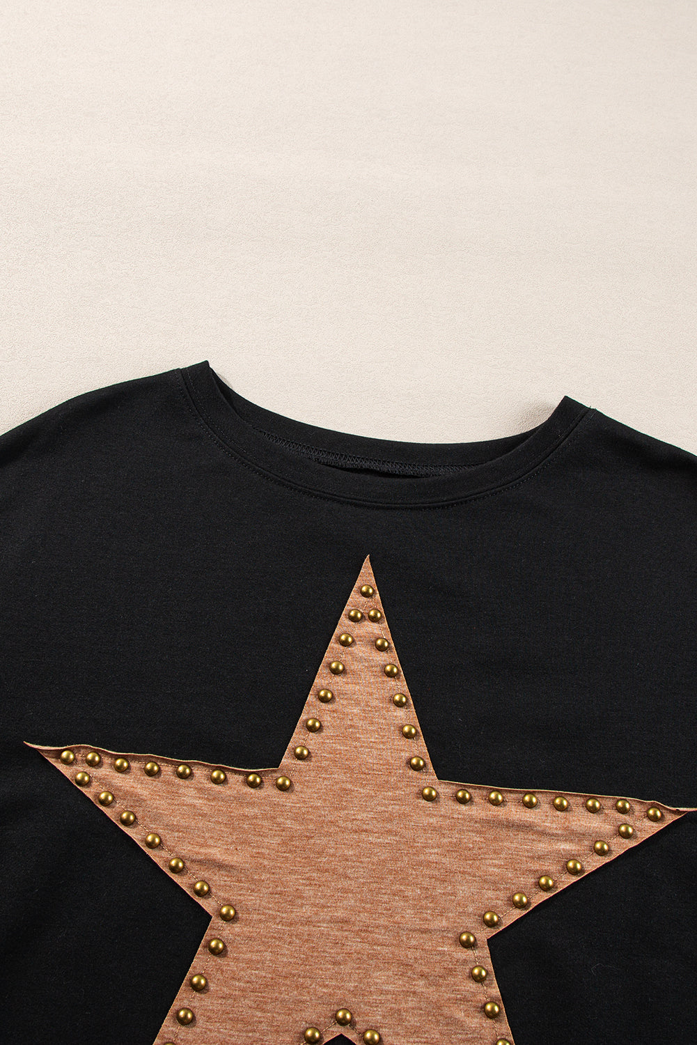 Studded Star Graphic Oversized Long Sleeve Top