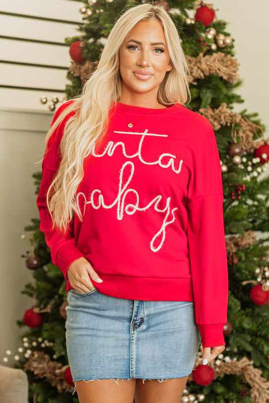 Fiery Red Christmas Santa Baby Tinsel Graphic Sweatshirt