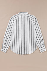 Stripe Chest Pocket Buttoned Oversized Shirt