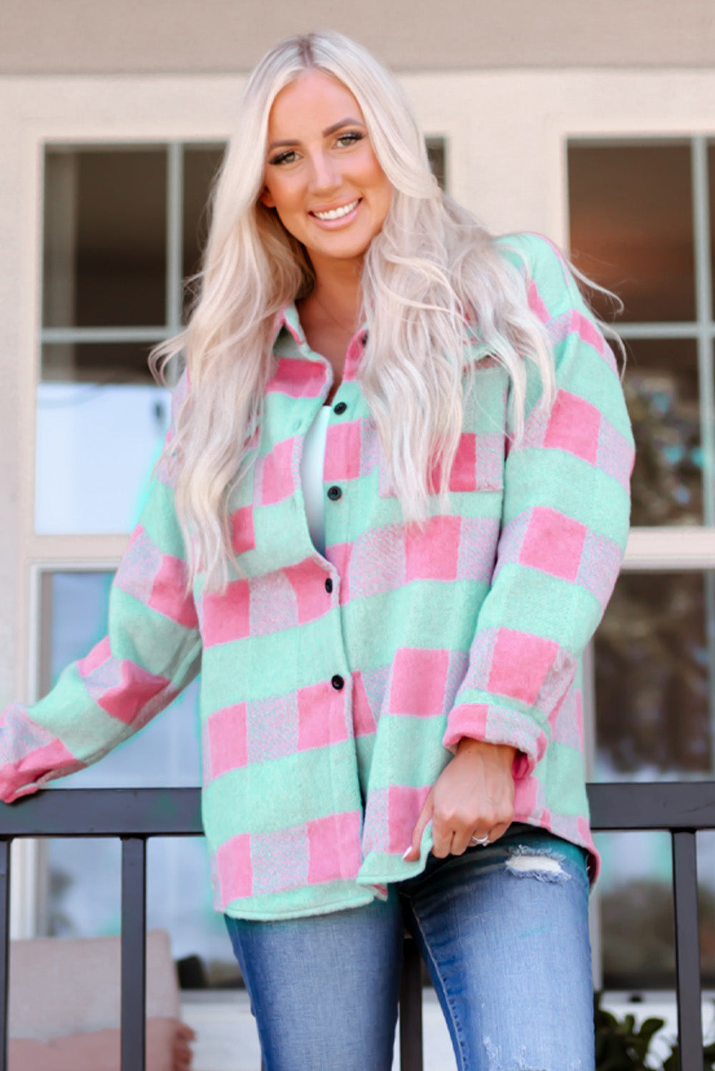 Pink Plaid Pattern?Oversized Shacket