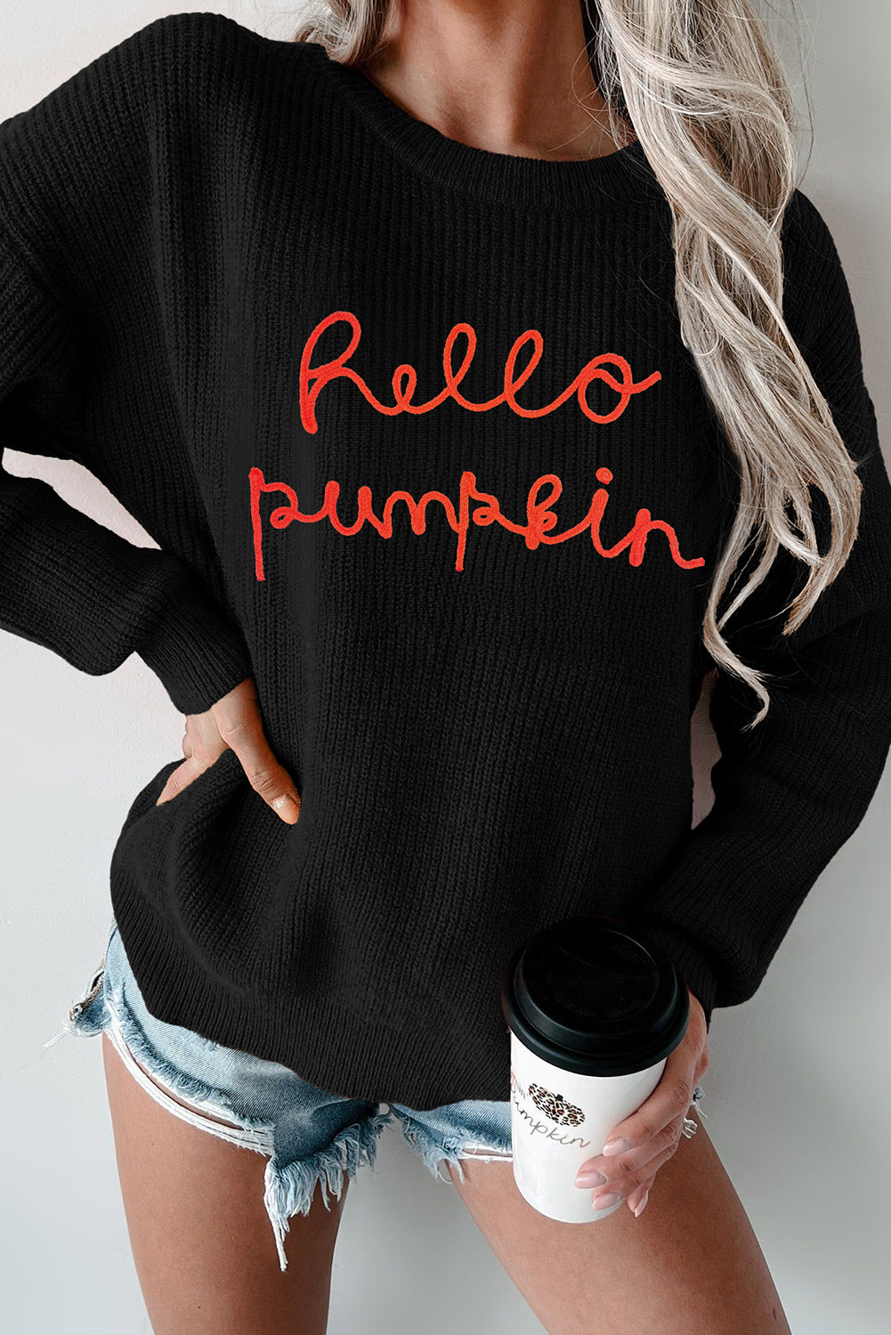 Flamingo Hello Pumpkin Graphic Sweater