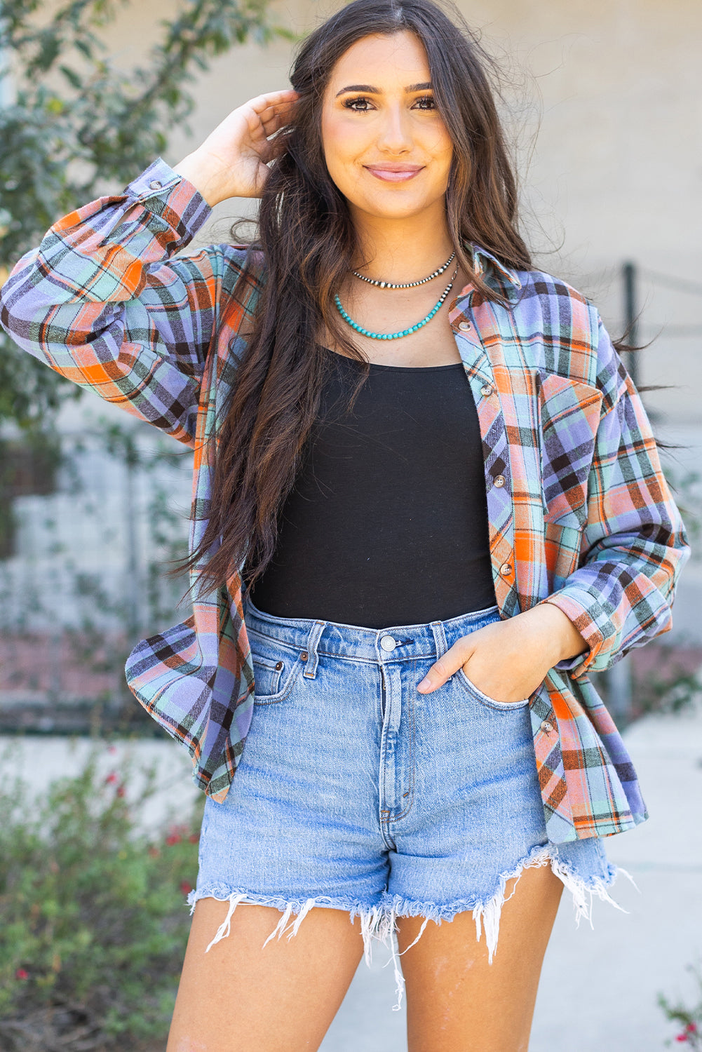 Women's Plaid Print Loose Vintage Shirt