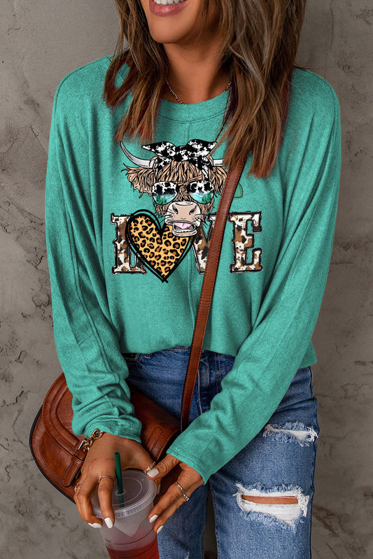 Date Night Heart Leopard Patchwork Long Sleeve Knit Top