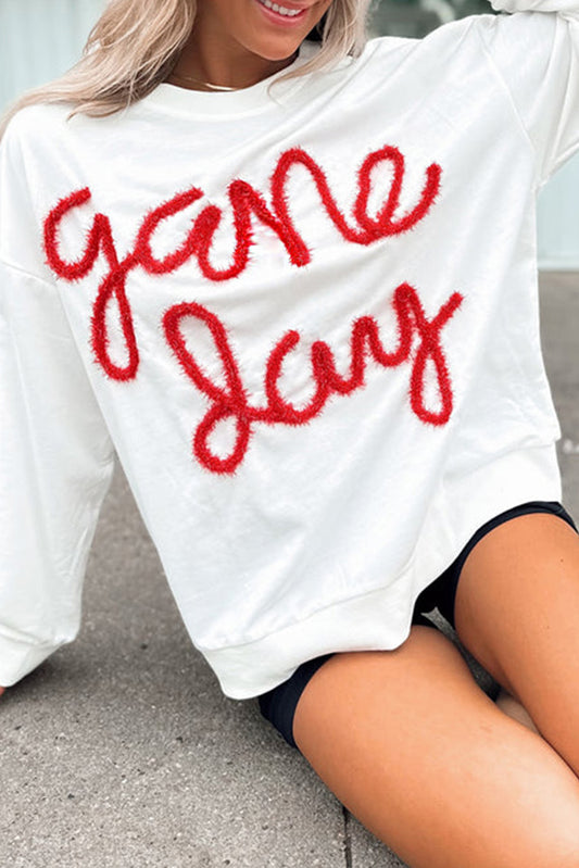 Tinsel Game Day Drop Shoulder Graphic Sweatshirt