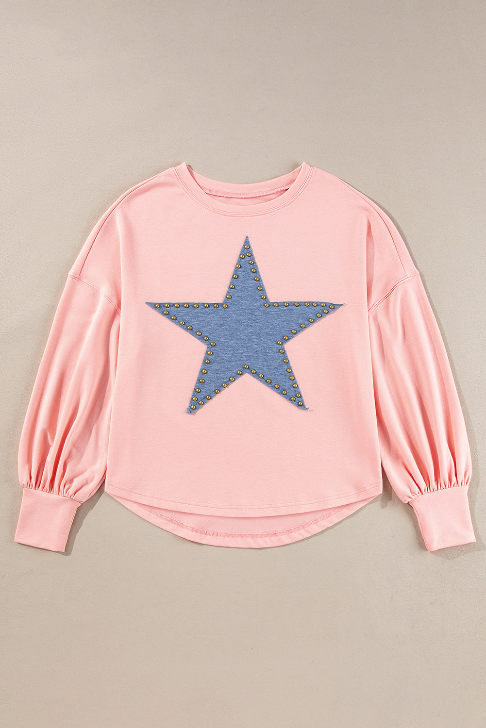 Studded Star Graphic Oversized Long Sleeve Top