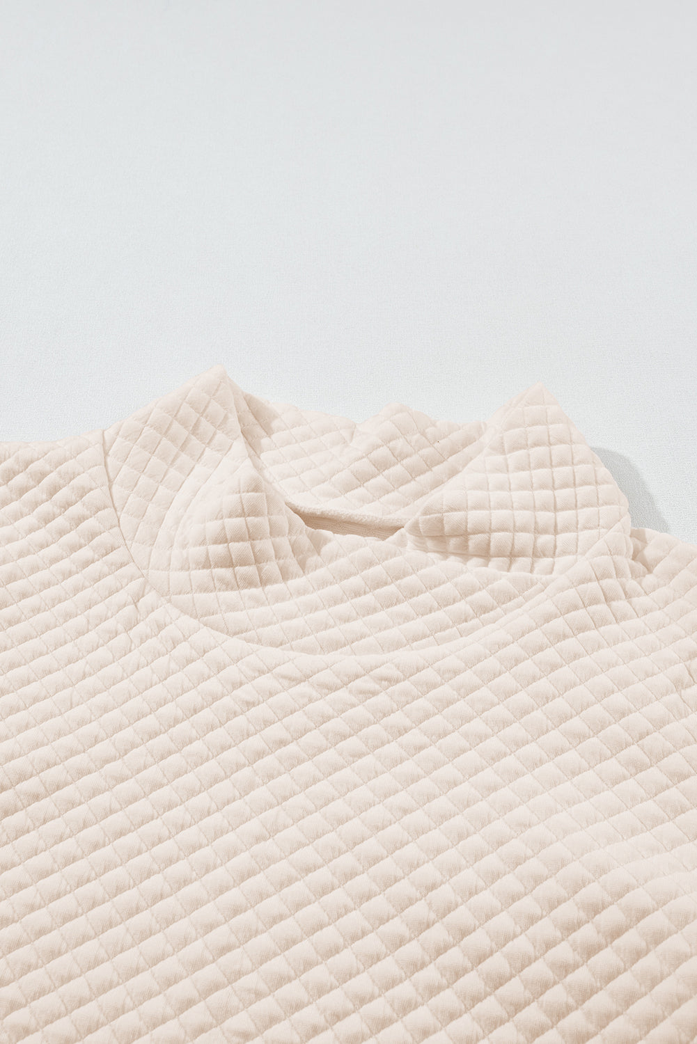 Apricot High Neck Kangaroo Pocket Quilted Sweatshirt