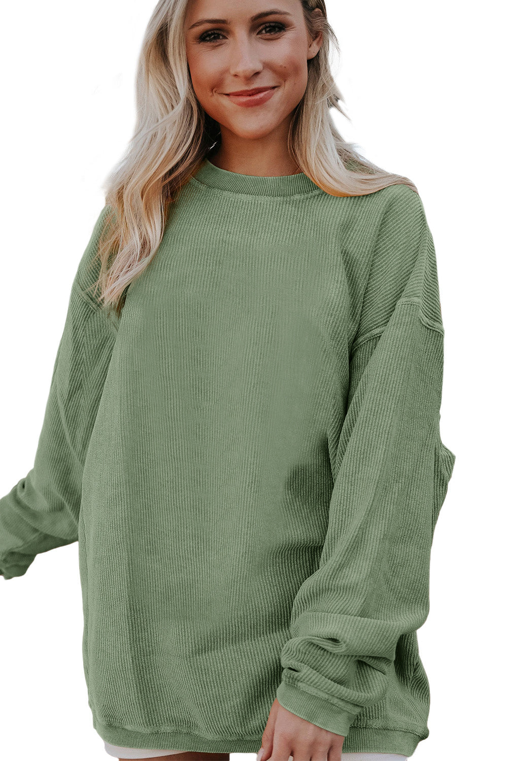 Apricot Ribbed Corded Oversized Sweatshirt