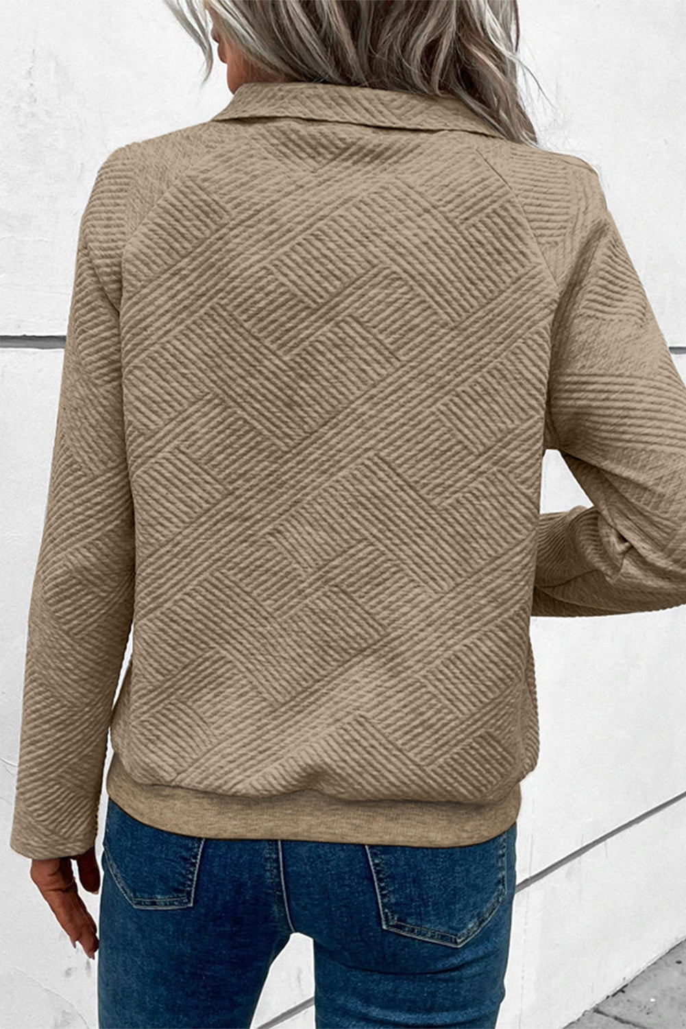 Solid Color Textured Knit Buttoned Kangaroo Pocket Sweatshirt