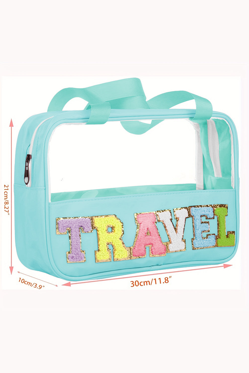 Parchment TRAVEL Chenille Letter Clear PVC Makeup Bag