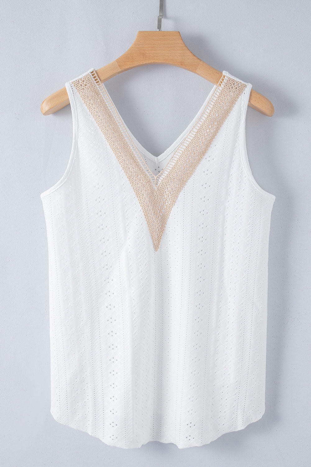 Multicolor Lace Crochet Splicing V Neck Loose Fit Tank Top