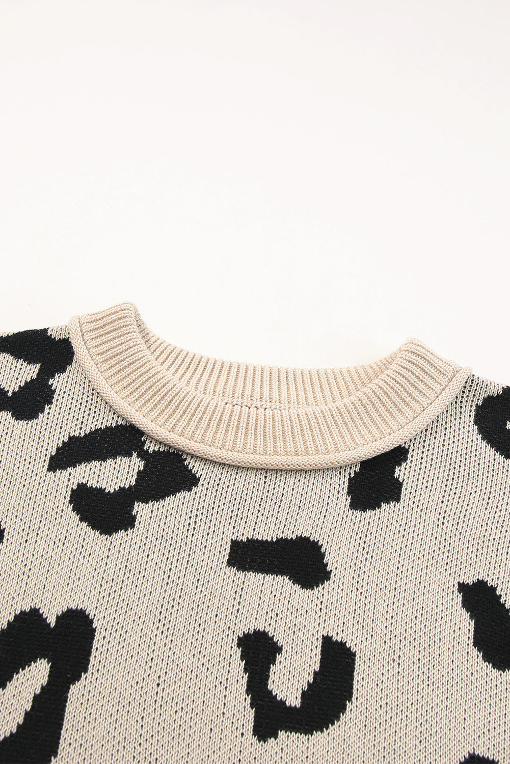 Coffee Leopard Print Colorblock Pullover Sweater