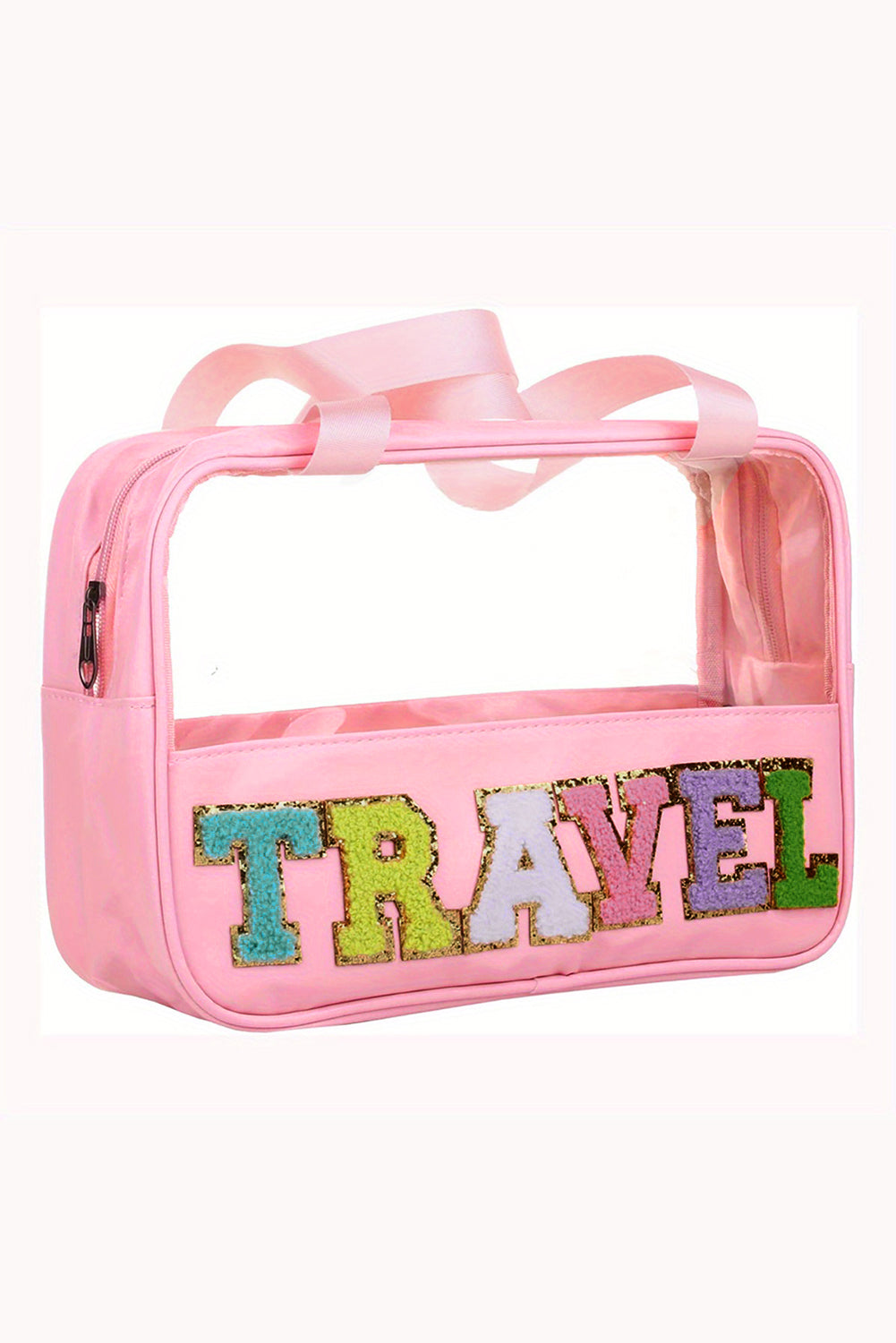 Parchment TRAVEL Chenille Letter Clear PVC Makeup Bag