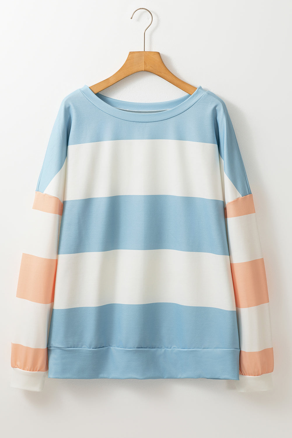 Colorblock Striped Drop Shoulder Long Sleeve Top