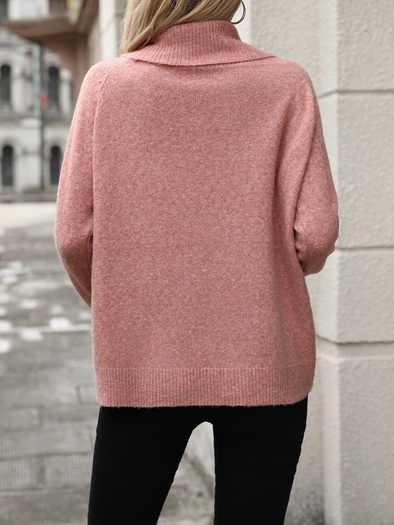 Pile Collar Solid Color Off-the-shoulder Knitted Sweater Long Sleeve