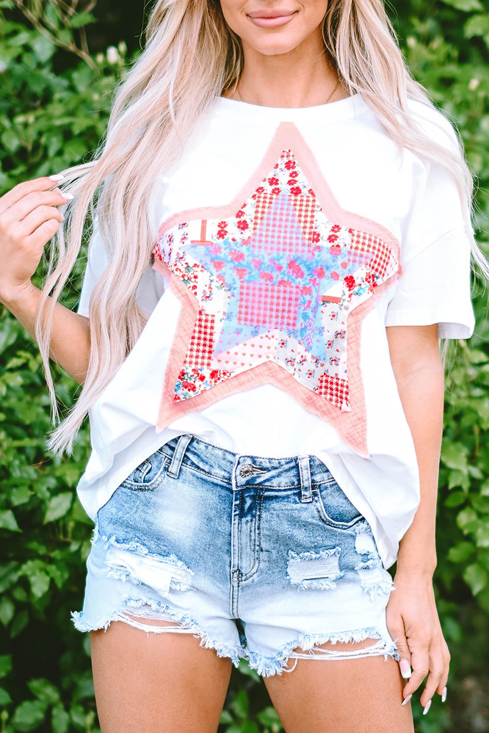 Women's Star Patchwork Loose T-shirt