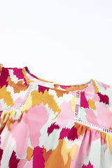 Multicolor Abstract Printed Long Sleeve Blouse