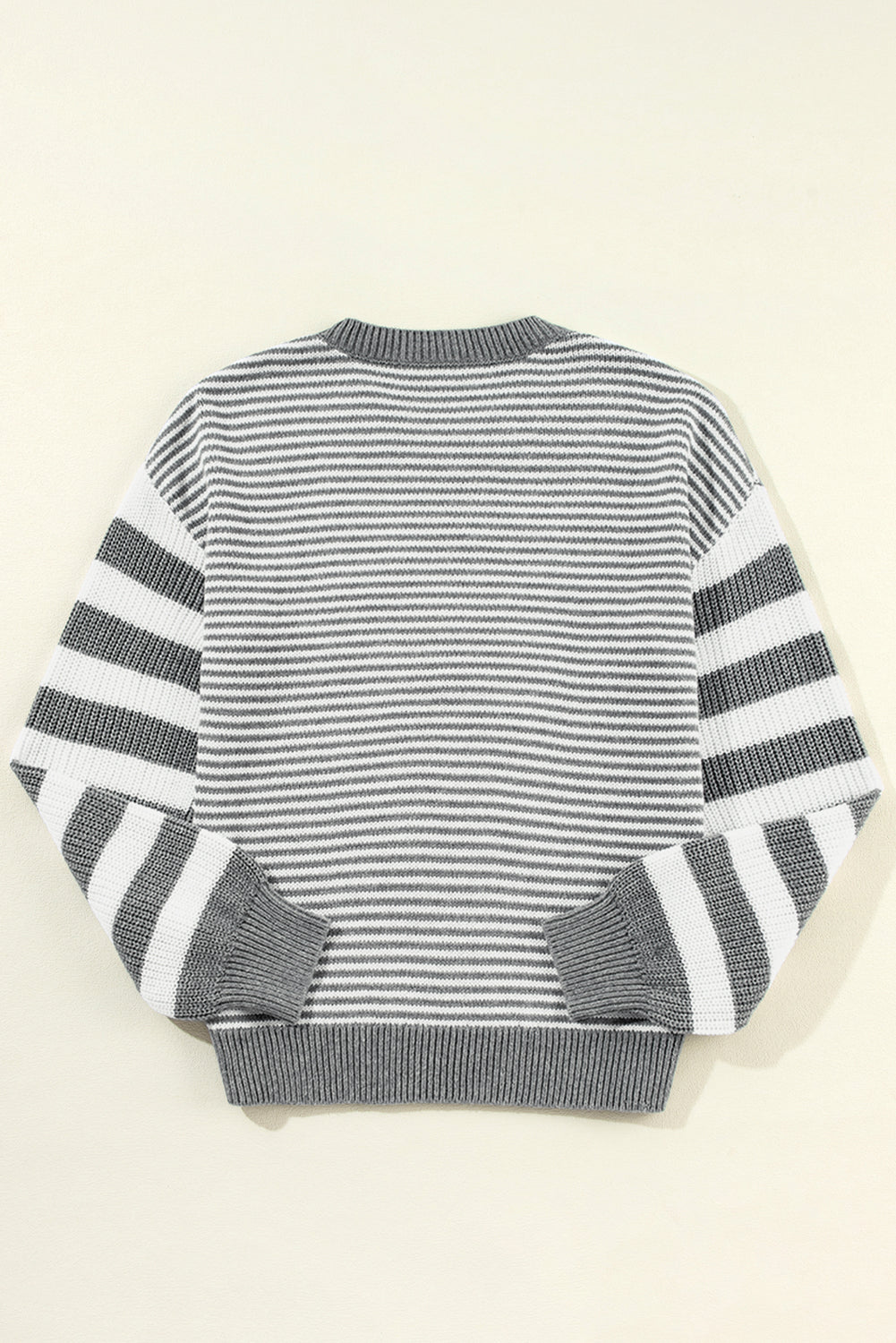 Stripe Geometric Textured Drop Shoulder Sweater