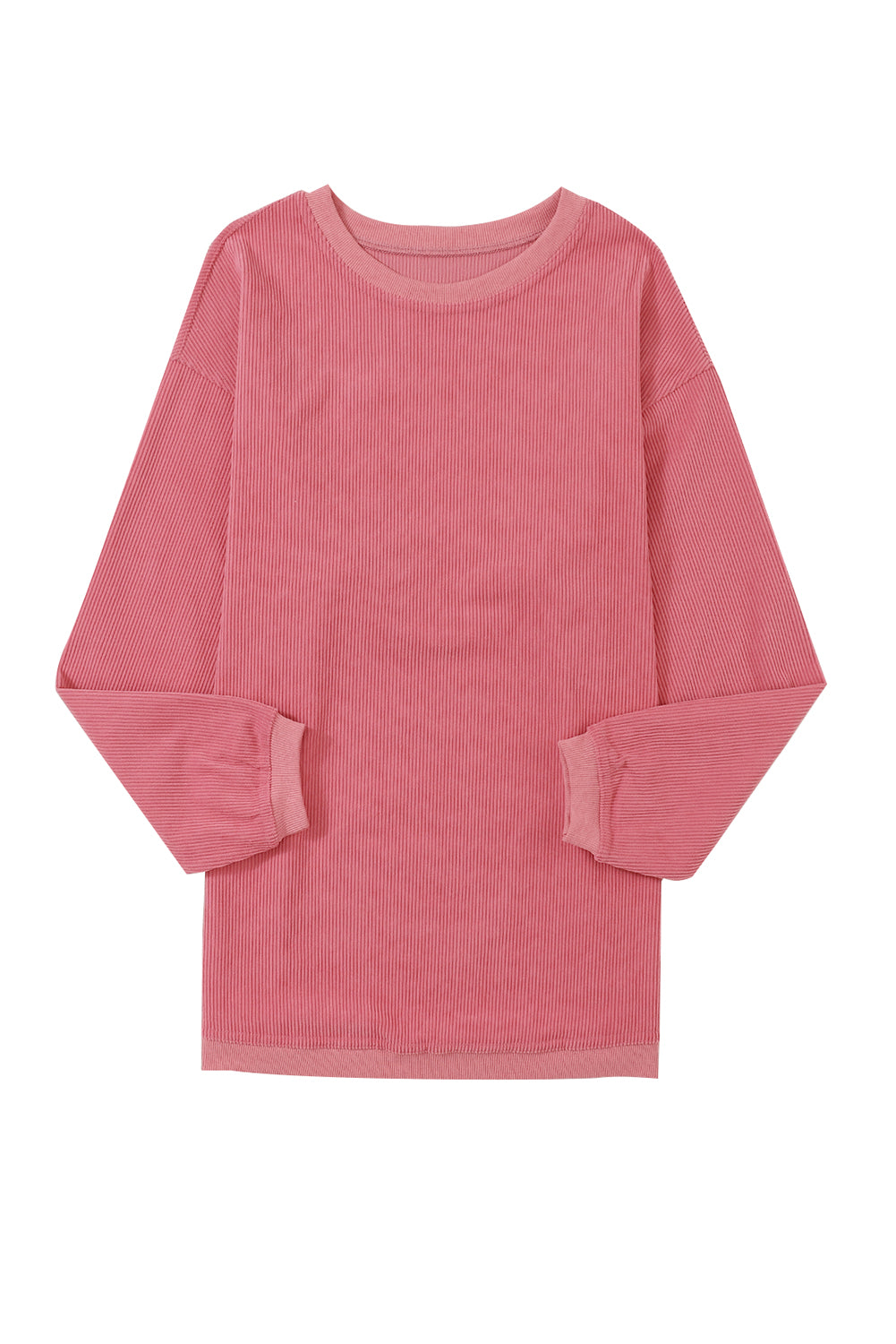 Strawberry Pink Ribbed Corded Oversized Sweatshirt