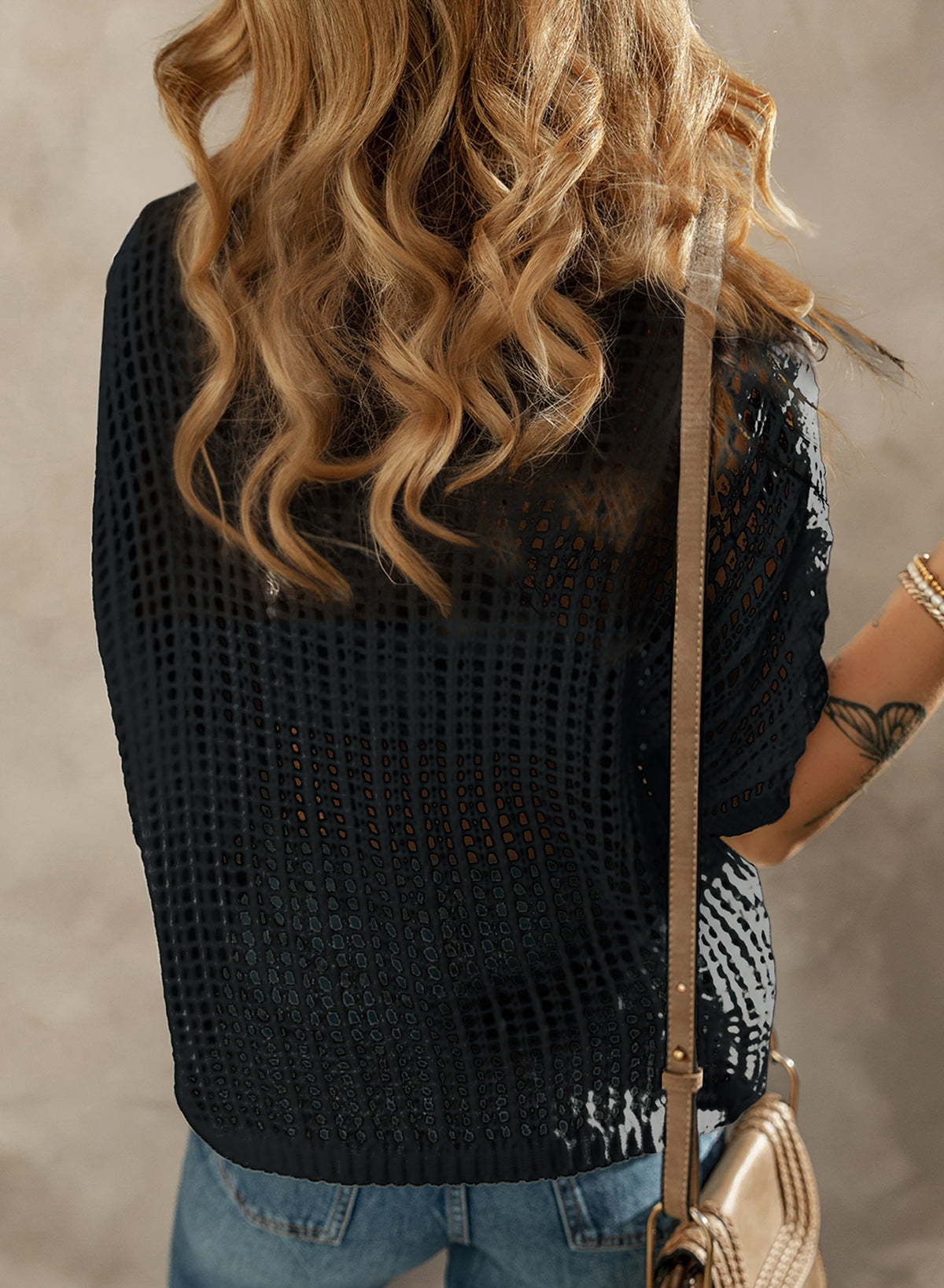 Crochet Flower Hollow-out Sweater T Shirt