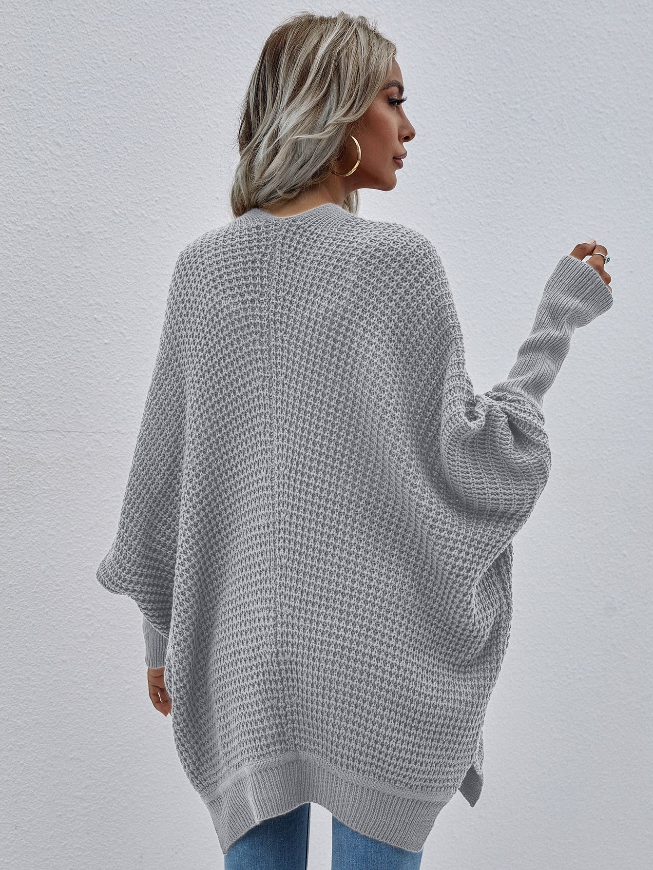 Open Front Cardigan Long Sleeve Chunky Knit Sweater