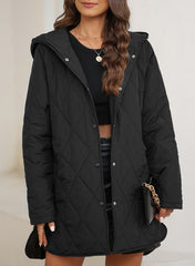 Split Long Sleeve Cotton-padded Jacket Warm Hooded Coat