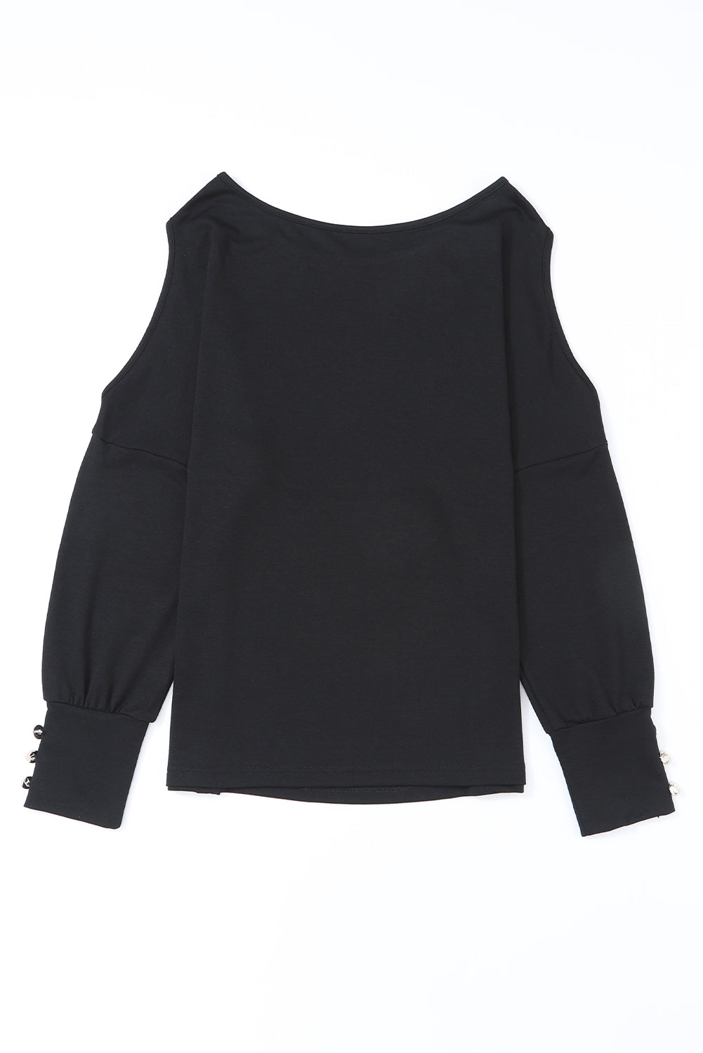 Black Asymmetrical Cut Out Buttoned Long Sleeve Top