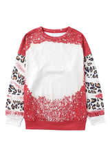 Fiery Red Tie Dye Leopard Drop Shoulder Sweatshirt