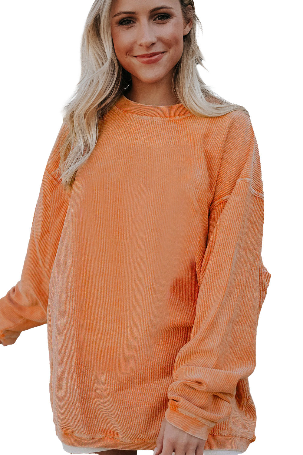 Apricot Ribbed Corded Oversized Sweatshirt