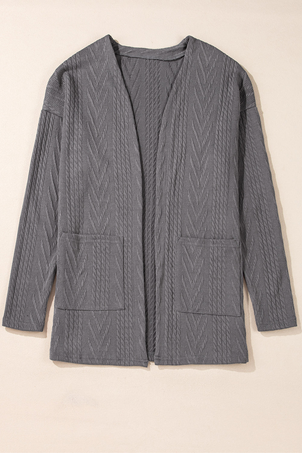 Canton Solid Textured Open Front Cardigan with Pocket