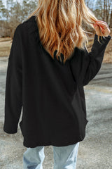 Black Contrast Flap Pockets Relaxed Shacket