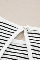 Striped Print Ribbed Knit Sleeveless Top