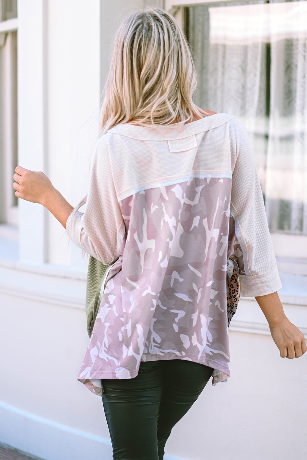 Multicolor Exposed Seam Patchwork Oversized Top