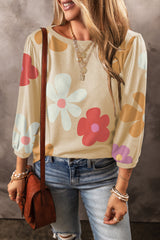 Cute Flower Print Bracelet Sleeve Top