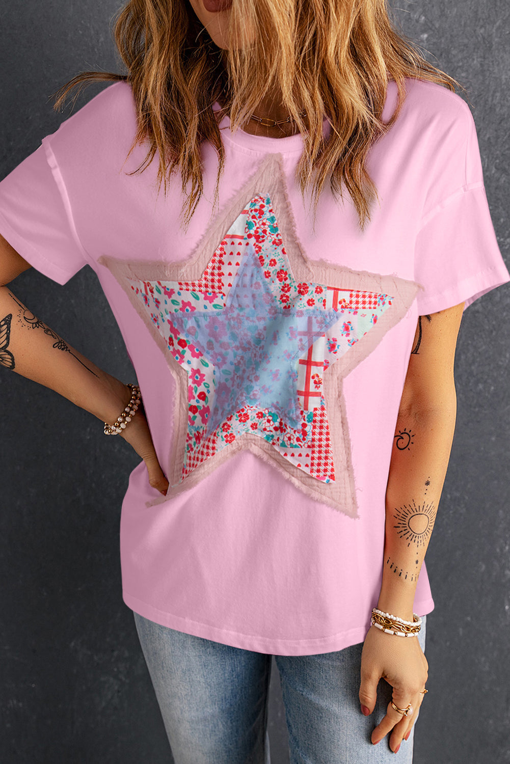 Women's Star Patchwork Loose T-shirt