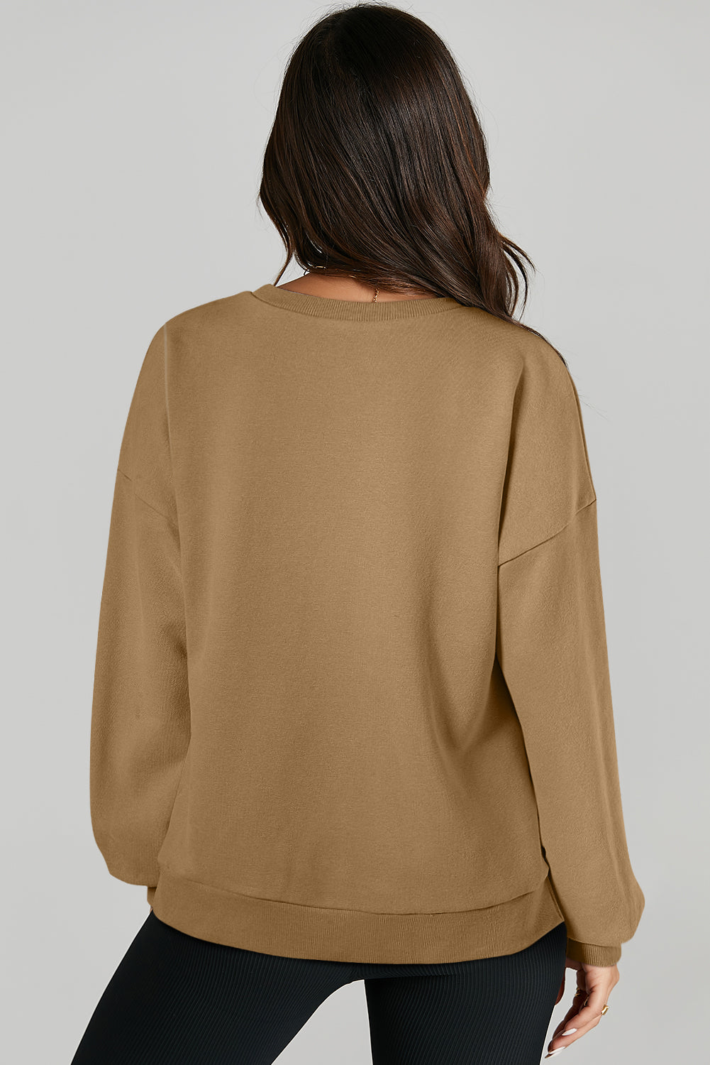 Solid O Neck High Low Hem Pullover Sweatshirt