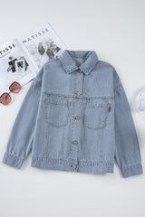 Washed Oversize Pocketed Denim Jacket