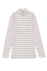 Striped Print Textured Knit Long Sleeve Tee