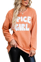 Apricot Ribbed Corded Oversized Sweatshirt