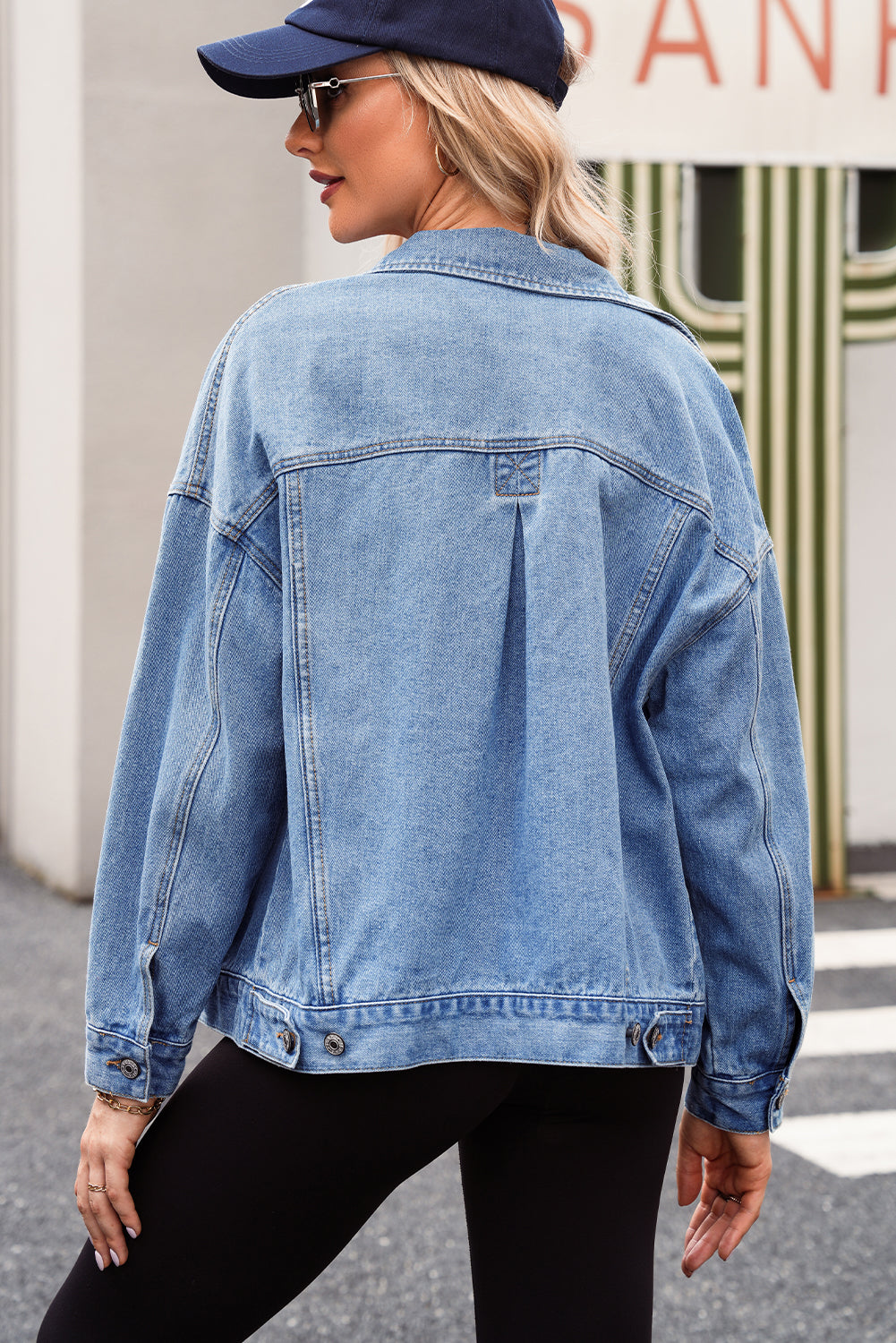 Washed Oversize Pocketed Denim Jacket