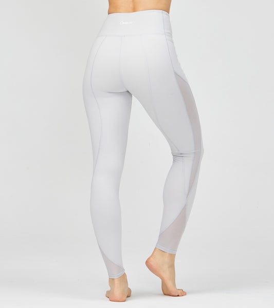 LOVESOFT Womens Light Grey Side Pockets Yoga Lggings With Mesh Sides