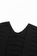 Black Ribbed Open Front Knit Cardigan