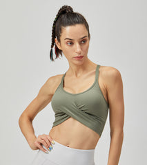 LOVESOFT Womens Olive Sexy Cross Back Yoga Sports Bra