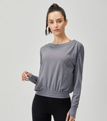 LOVESOFT Womens Grey Hollow Out Casual Long Sleeves