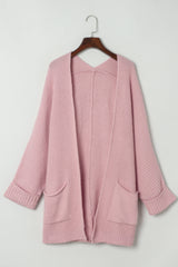 Pink Oversized Fold Over Sleeve Sweater Cardigan