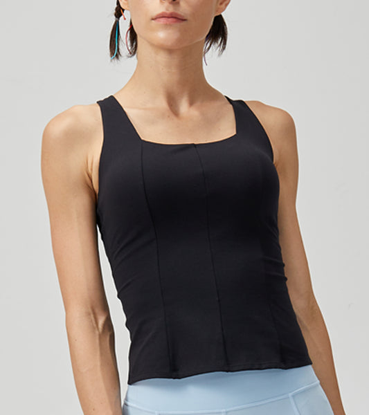 LOVESOFT Womens Black Back Cross Yoga Vest