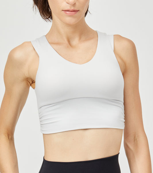 LOVESOFT Women's White Lycra Fitness Bra Yoga Top