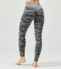 LOVESOFT Women's Grey Camo Seamless Leggings High Waist Hip-lifting Pants