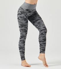 LOVESOFT Women's Grey Camo Seamless Leggings High Waist Hip-lifting Pants