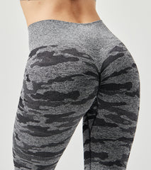 LOVESOFT Women's Grey Camo Seamless Leggings High Waist Hip-lifting Pants