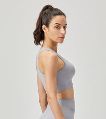 LOVESOFT Ladies Seamless Yoga Workout Sports Bra-Light Grey